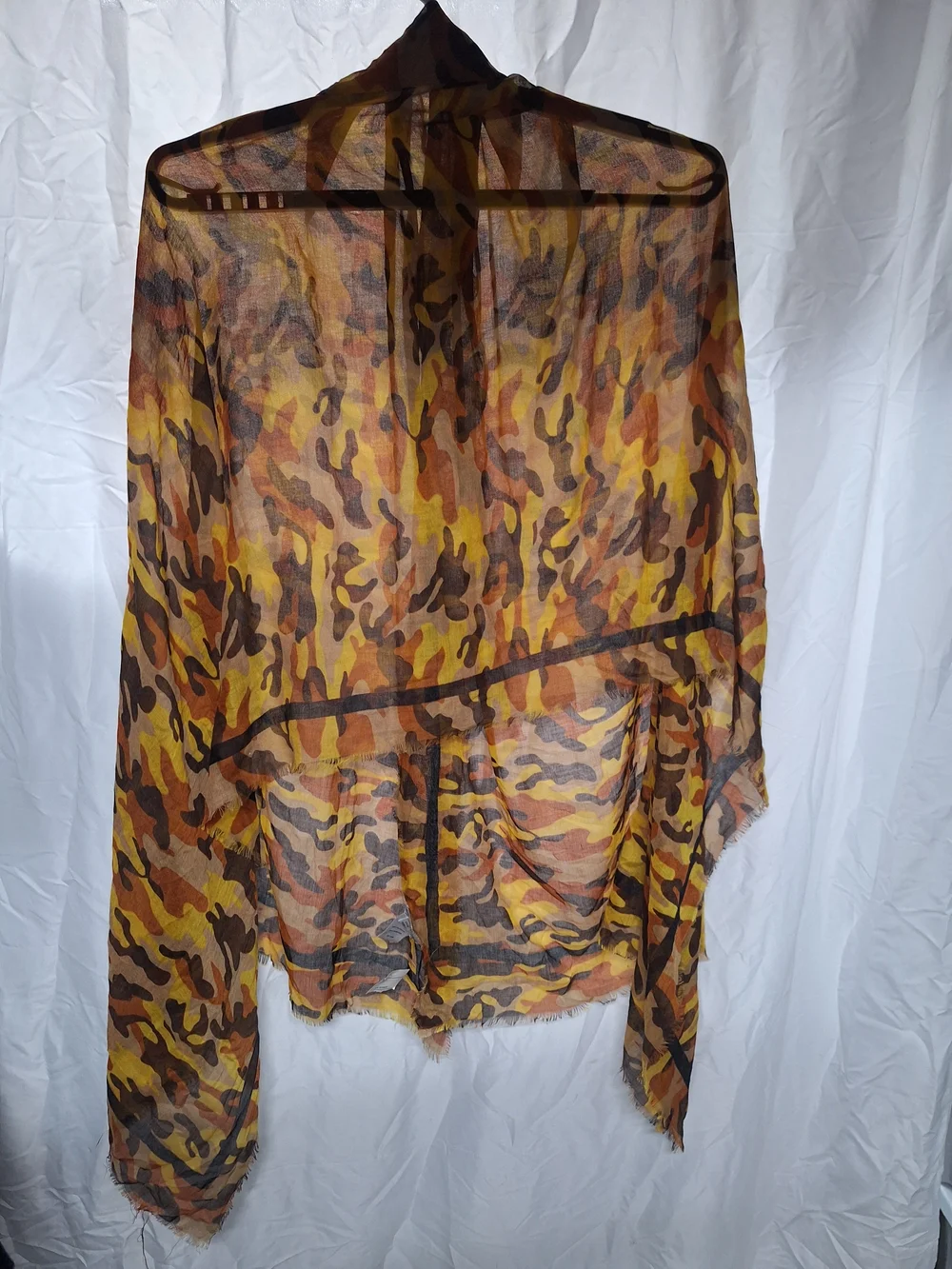 Olsenboye Camouflage Print Lightweight Scarf - Brown/Yellow/Orange